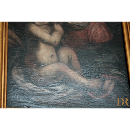 Tela raffigurante madonna con bambino, dipinto dellItalia Settentrionale epoca ultimi decenni