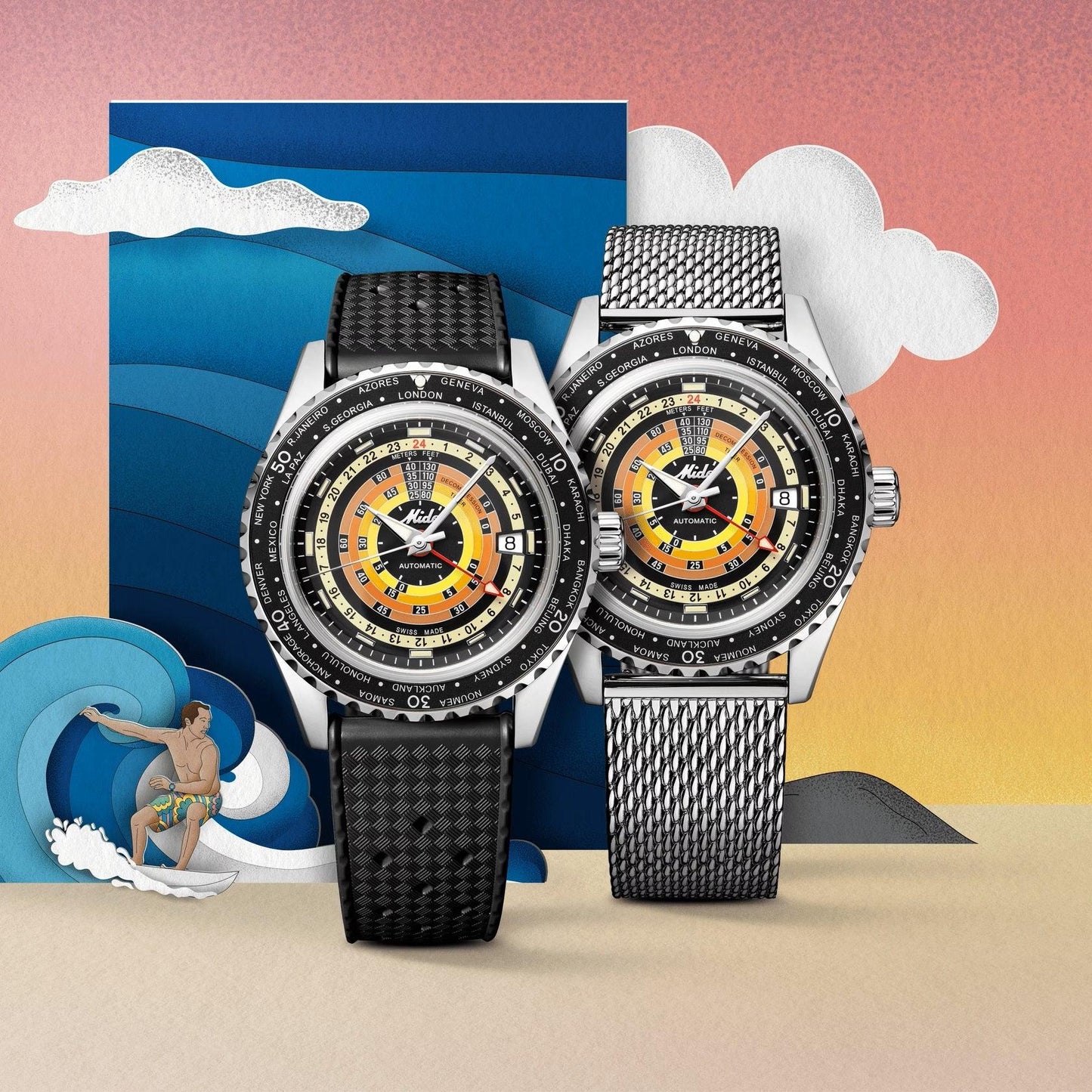 Mido orologio Ocean Star Decompression Worldtimer Special Edition 40mm nero automatico acciaio M026.829.17.051.00