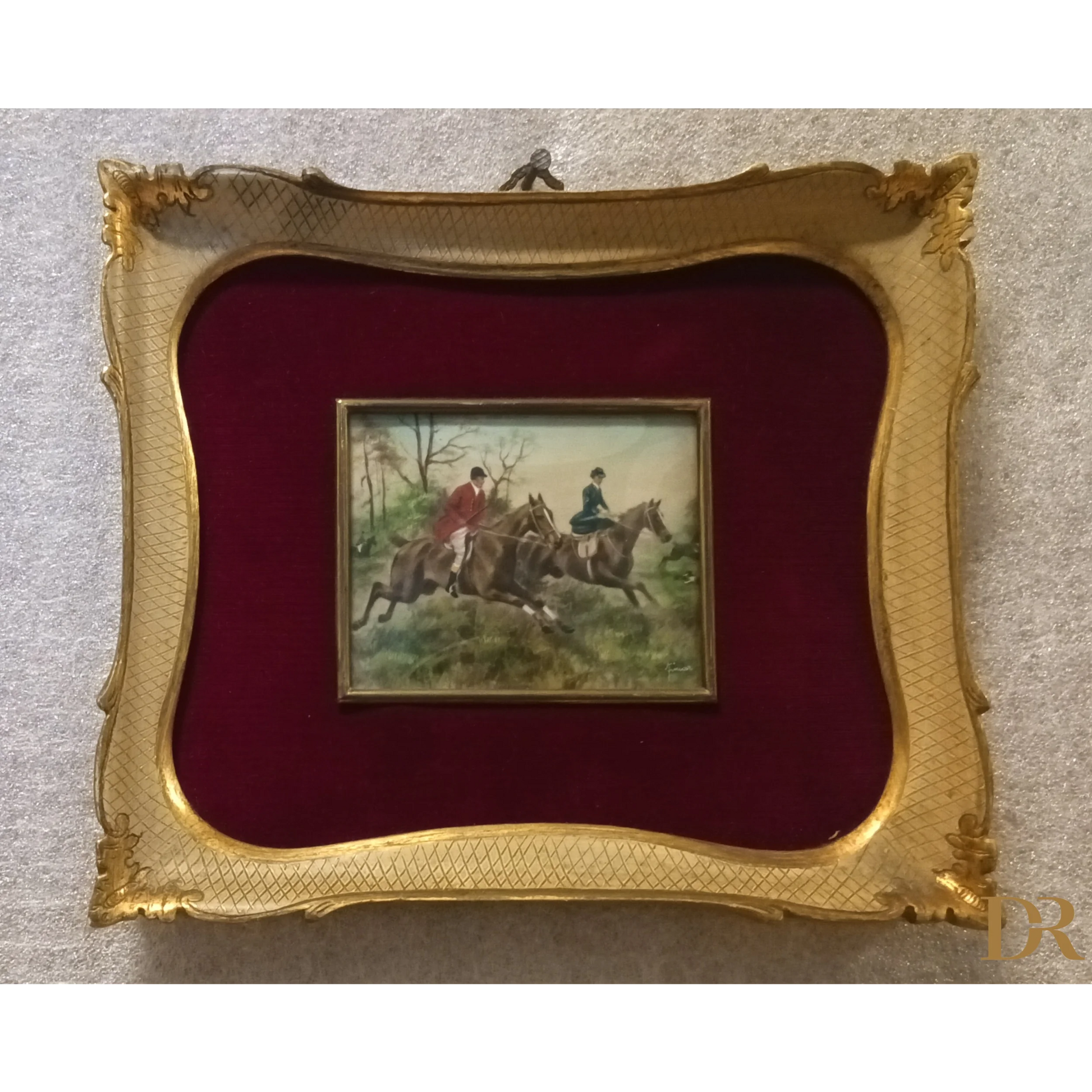 Miniatura olio su tela XIX secolo firmata con cornice oro originale