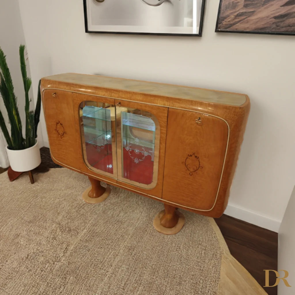 Mobile bar credenza in legno Art Deco di Vittorio Dassi, stile anni ’50