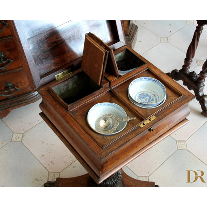 Antico contenitore da tè in legno del XIX secolo Gran Bretagna casa