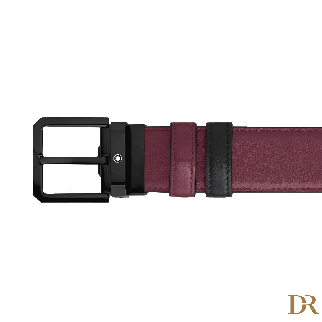 Montblanc cintura reversibile 35 mm pelle nera/cassis 199651