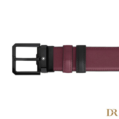 Montblanc cintura reversibile 35 mm pelle nera/cassis 199651