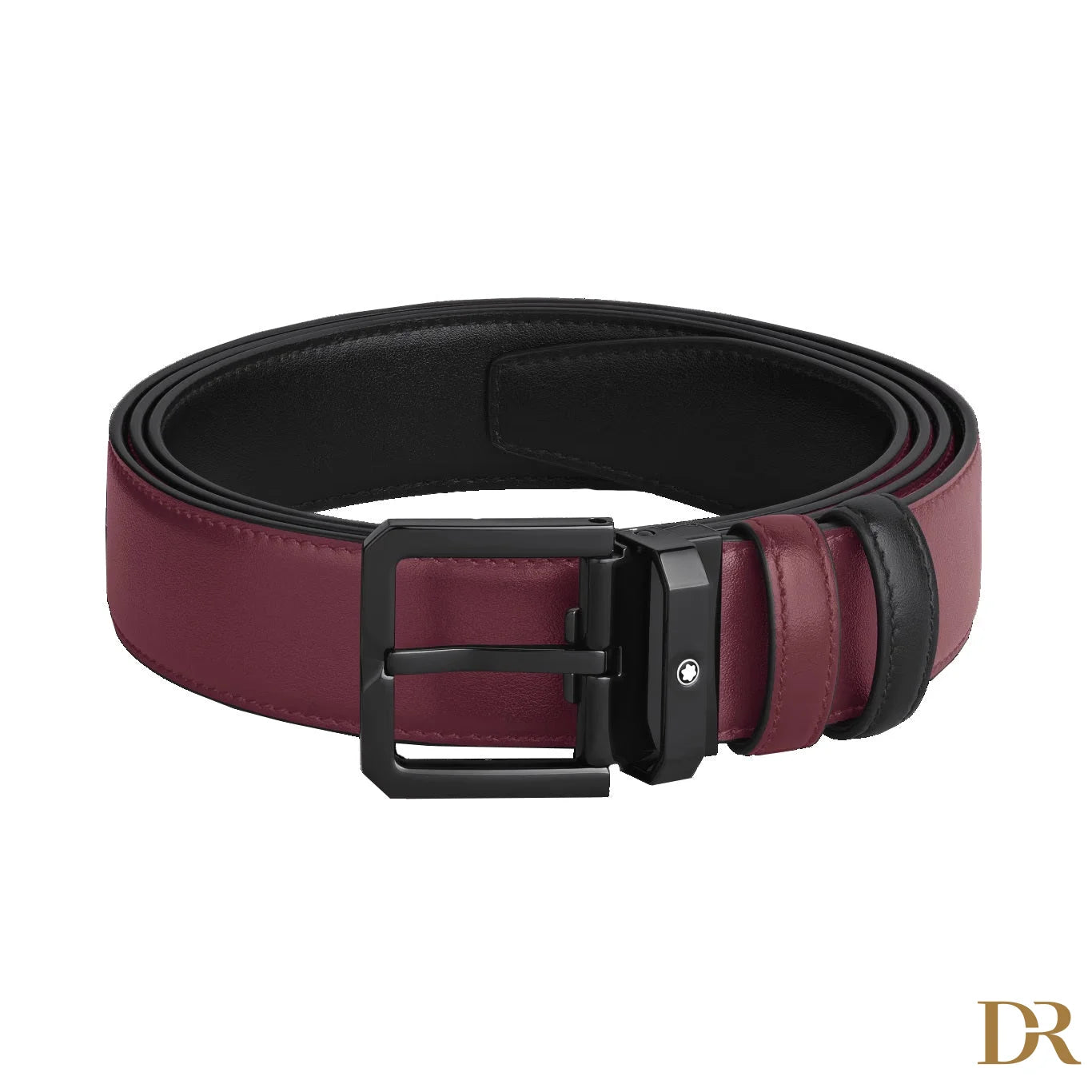 Montblanc cintura reversibile 35 mm pelle nera/cassis 199651