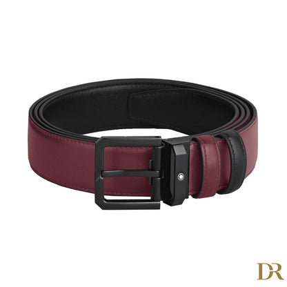 Montblanc cintura reversibile 35 mm pelle nera/cassis 199651
