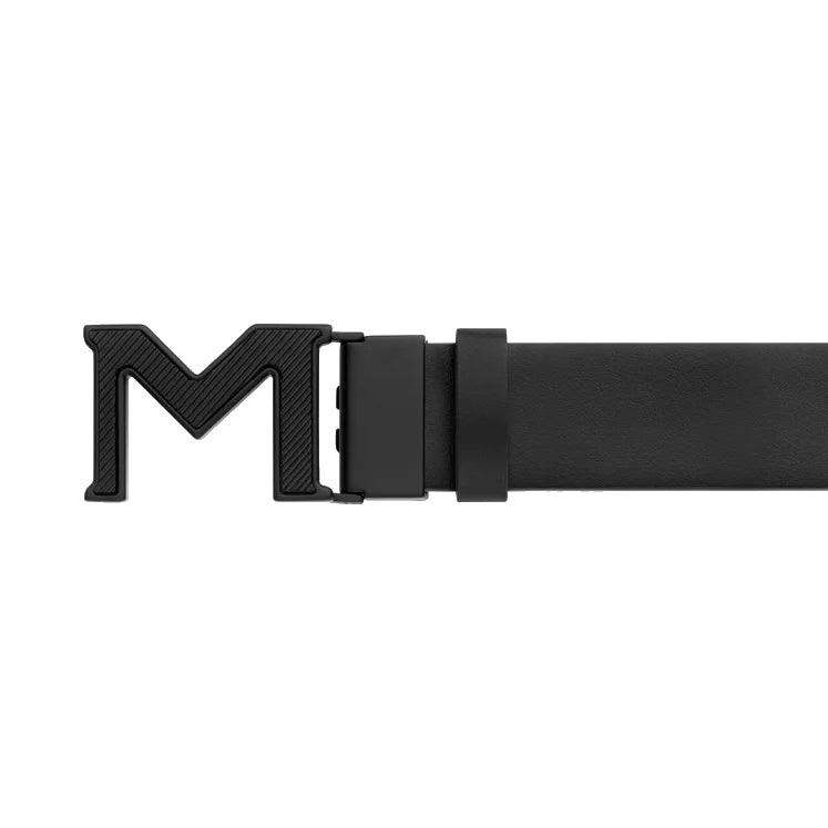 Montblanc cintura reversibile con fibbia M Extrem 3.0 blu/nera liscia 198648