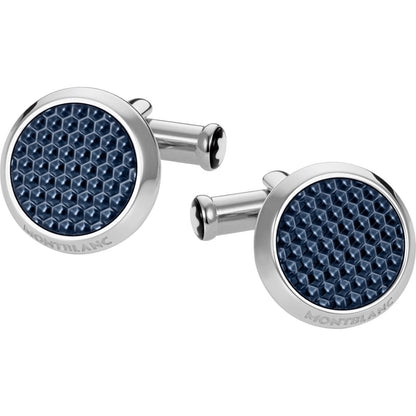 Montblanc gemelli acciaio Meisterstück blu 112904