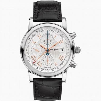 Montblanc orologio Star Roman Chronograph UTC Carpe Diem special edition 42mm argento automatico acciaio 113880