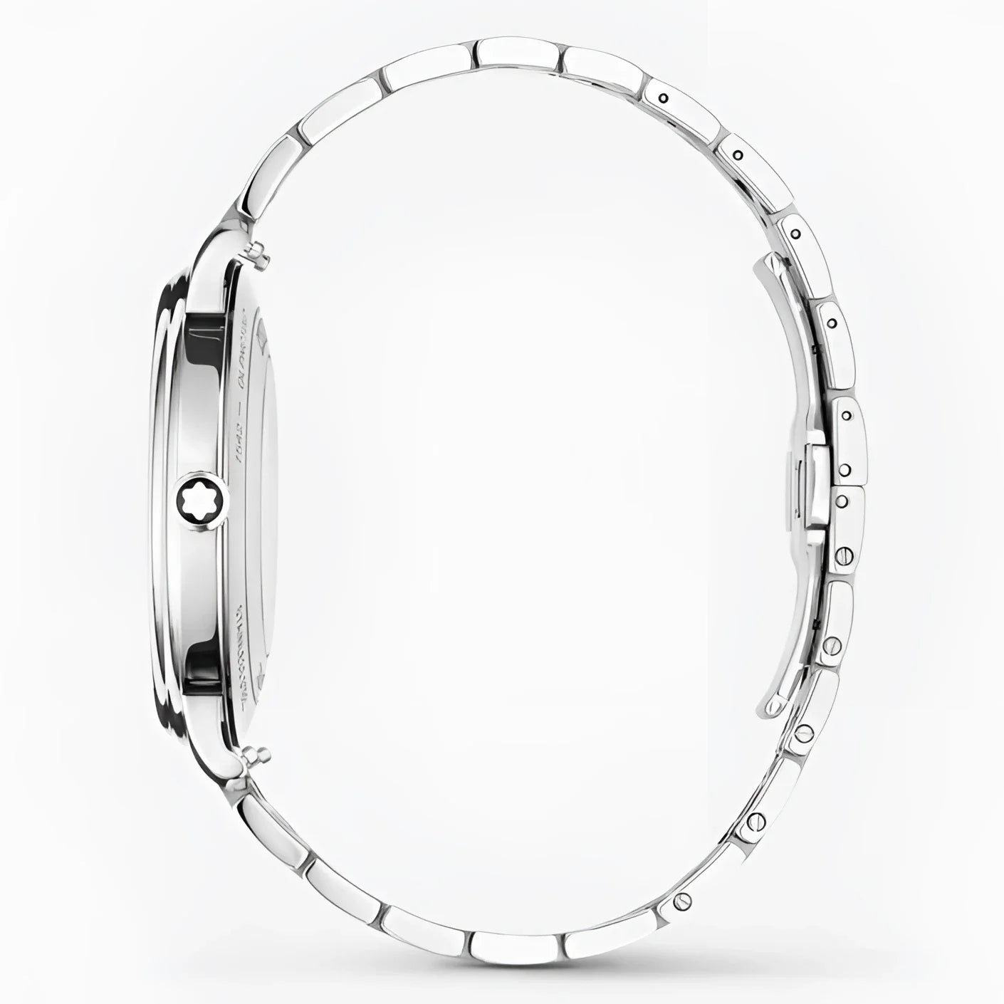 Montblanc tradition automatic con cinturino in acciaio grigio a maglie interconnesse e finitura lucida