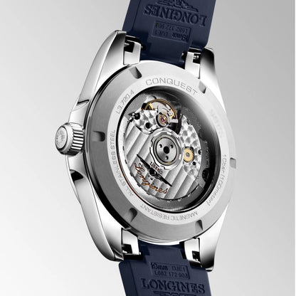 Orologio conquest longines 38mm blu automatico acciaio con movimento meccanico protetto dall’ufficio federale svizzero