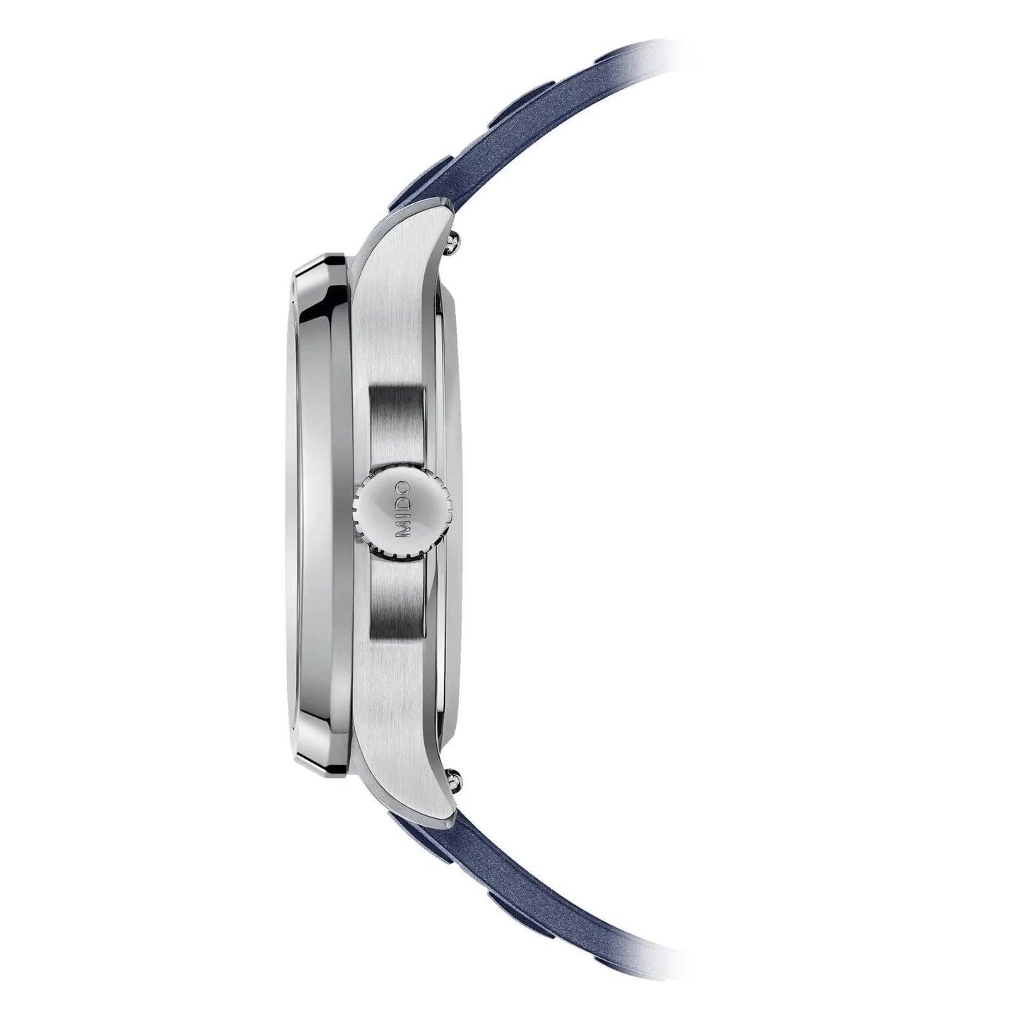 Splendido orologio svizzero mido multifort tv big con cassa in acciaio e cinturino in pelle blu con big date