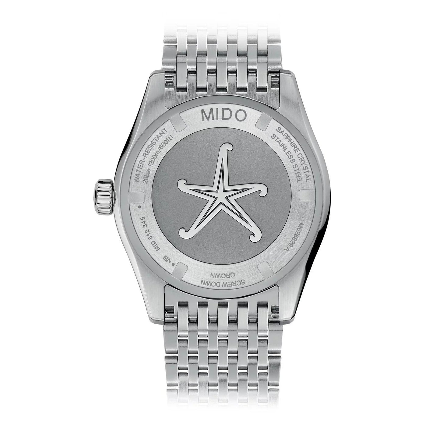 Retro di orologio mido ocean star gmt edizione speciale 40mm blu in acciaio con bracciale lucido e stella incisa
