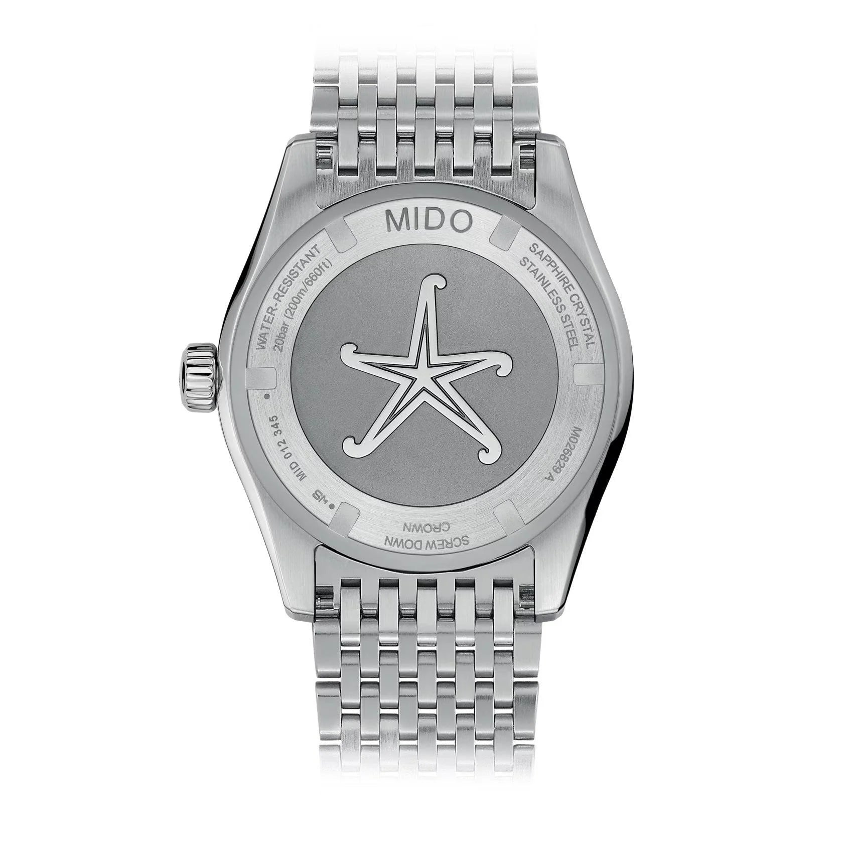 Retro di orologio mido ocean star gmt edizione speciale 40mm blu in acciaio con bracciale lucido e stella incisa