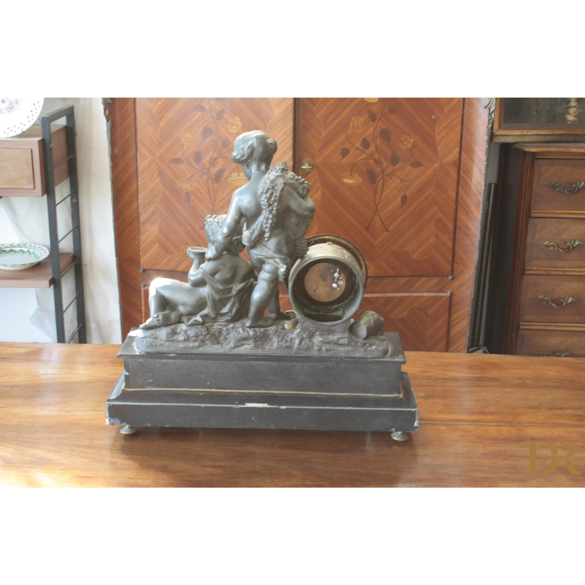 Orologio Napoleone III in bronzo e marmo, stile XIX secolo, casa elegante