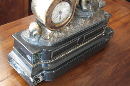Orologio Napoleone III in bronzo, ottone e marmo, stile XIX secolo per casa