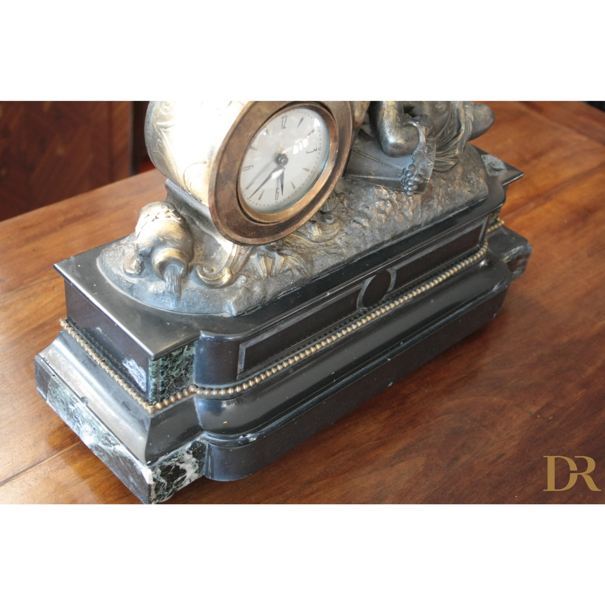 Orologio Napoleone III in bronzo, ottone e marmo, stile XIX secolo per casa