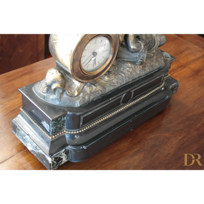 Orologio Napoleone III in bronzo, ottone e marmo, stile XIX secolo per casa