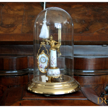 Orologio da tavolo in bronzo e smalti Art Decò XIX secolo, design casa elegante