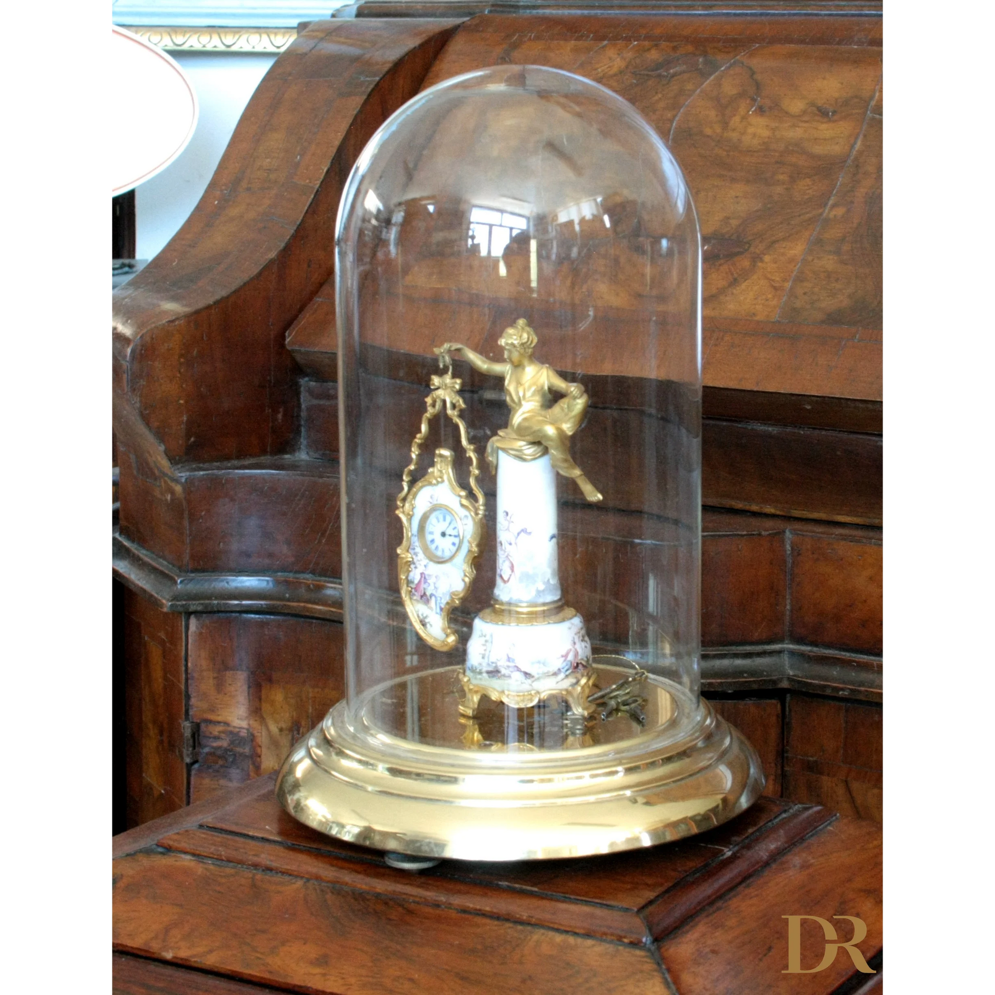 Orologio da tavolo in bronzo e smalti XIX secolo in stile Art Decò under vetro miglioramento casa design