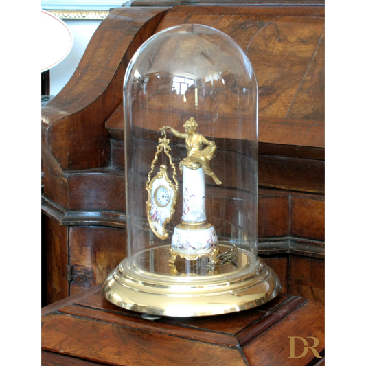 Orologio da tavolo in bronzo e smalti XIX secolo in stile Art Decò under vetro miglioramento casa design