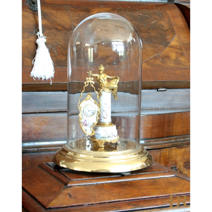 Orologio da tavolo in bronzo e smalti Art Decò XIX secolo, design per casa