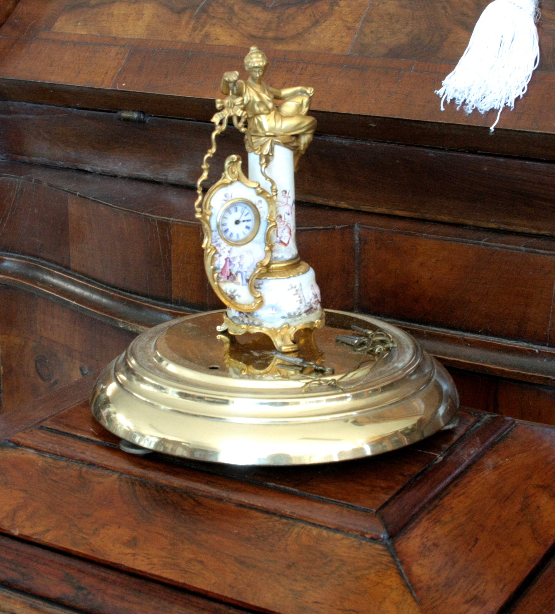 Orologio da tavolo in bronzo e smalti Art Decò, XIX secolo, da esporre in casa design