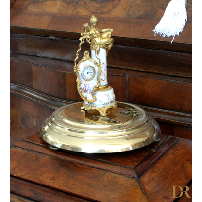 Orologio da tavolo in bronzo e smalti Art Decò, XIX secolo, da esporre in casa design