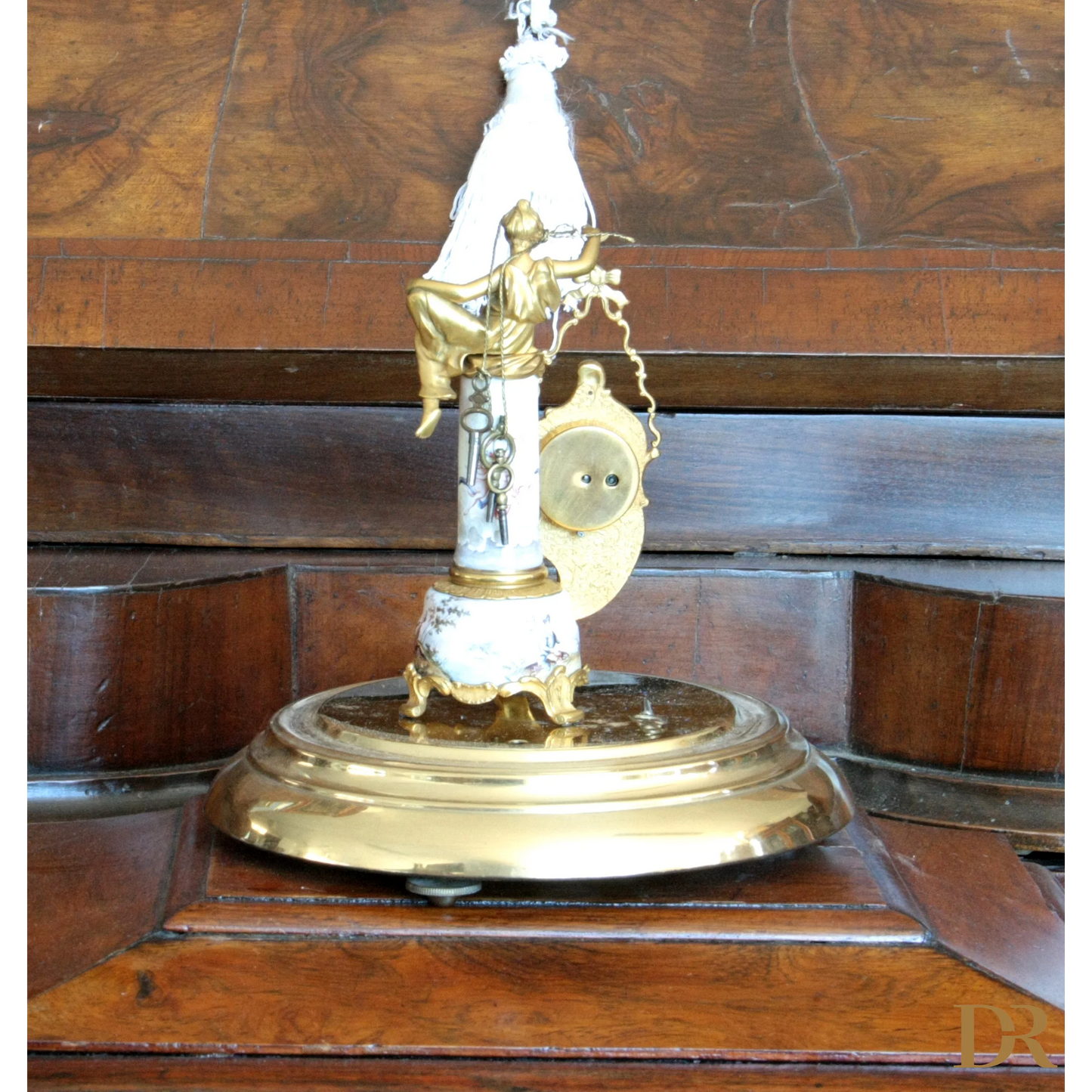 Orologio da tavolo in bronzo e smalti Art Decò XIX secolo con dettagli dorati per la casa