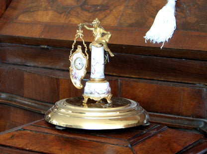 Orologio da tavolo in bronzo e ceramica XIX secolo in stile Art Decò per la casa