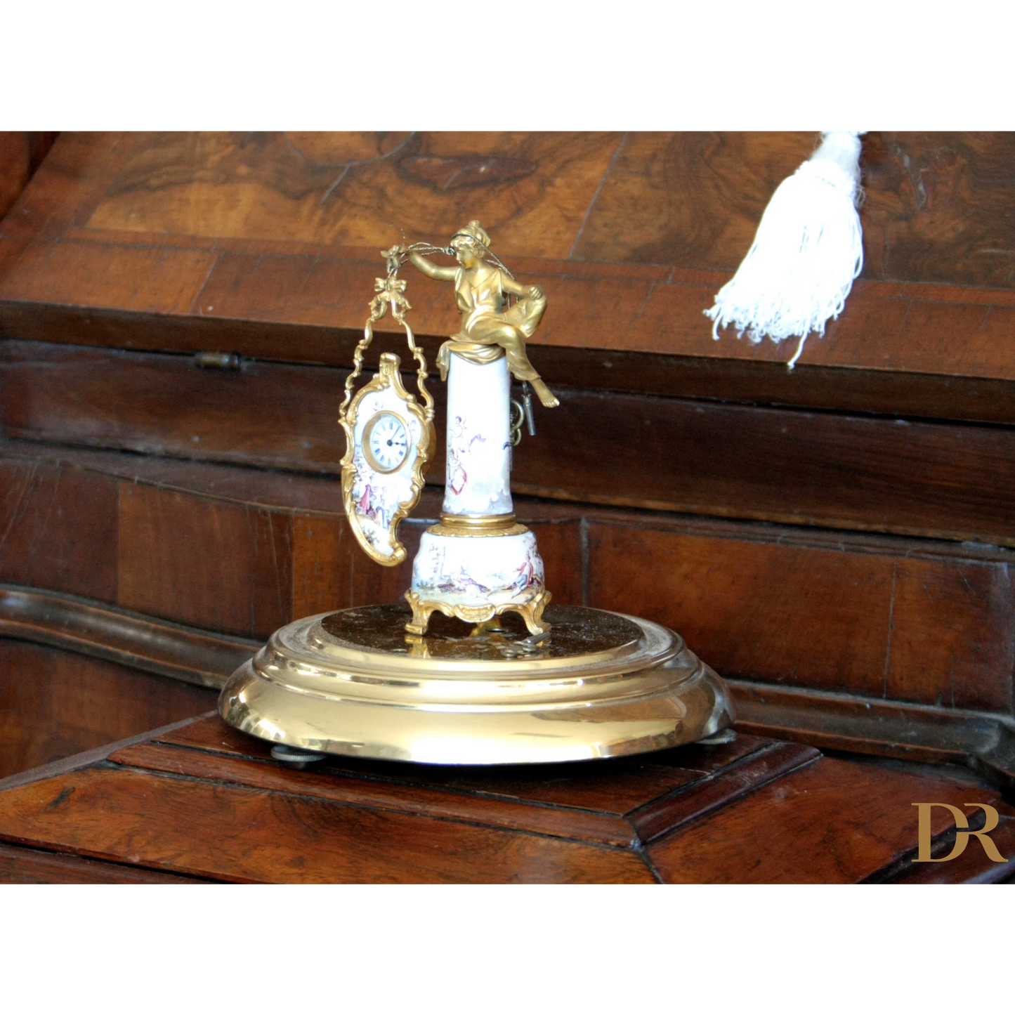 Orologio da tavolo in bronzo e ceramica XIX secolo in stile Art Decò per la casa