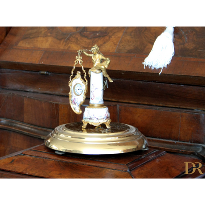 Orologio da tavolo in bronzo e ceramica XIX secolo in stile Art Decò per la casa