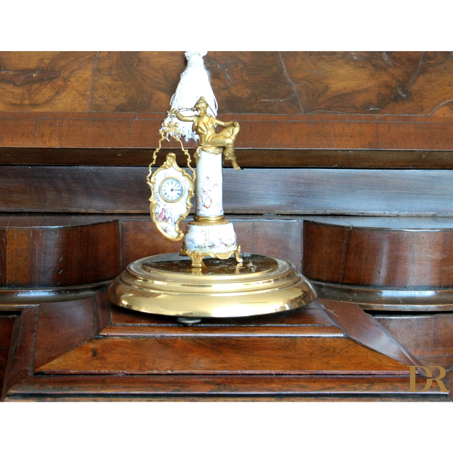 Orologio da tavolo in bronzo e smalti Art Decò XIX secolo con dettagli dorati, elegante design per casa