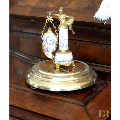 Orologio da tavolo in bronzo e smalti XIX secolo, design art decò per la casa