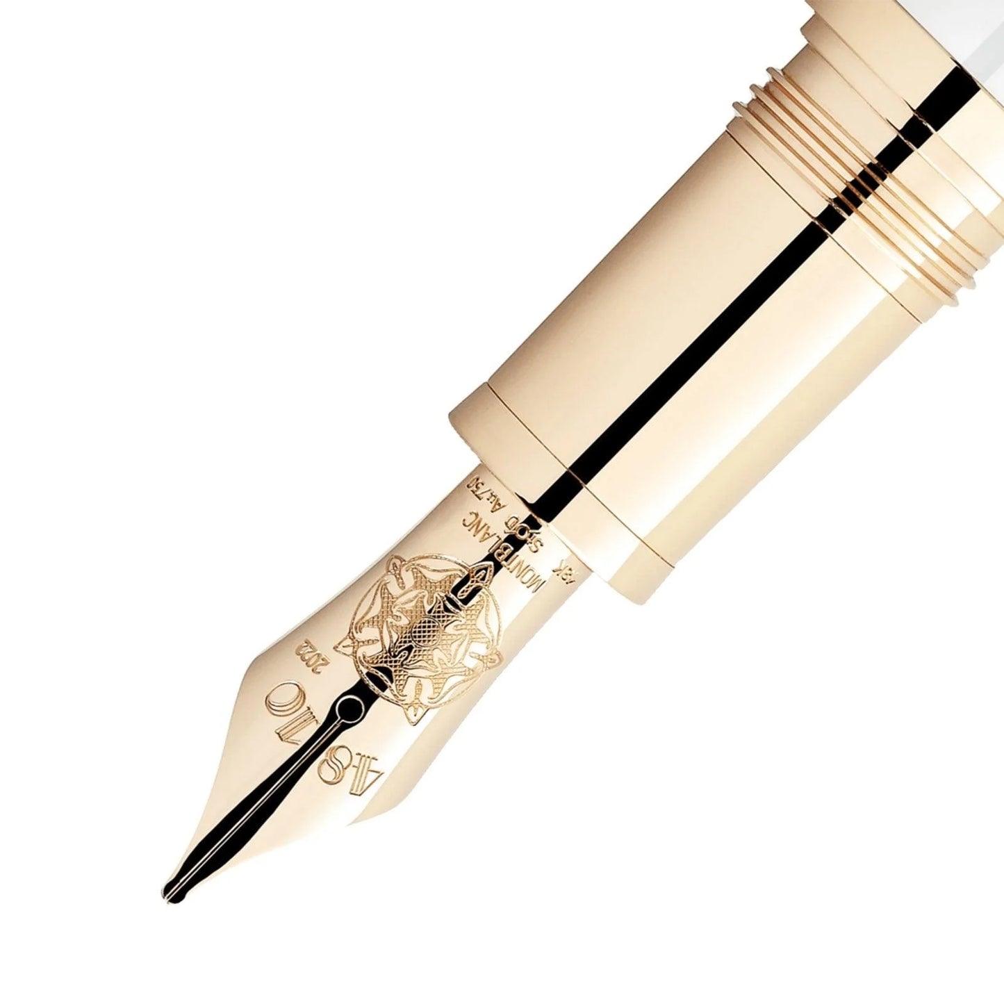 Montblanc patron stilografica cream color oro esclusivo con dettagli in oro e punta m regina vittoria edition