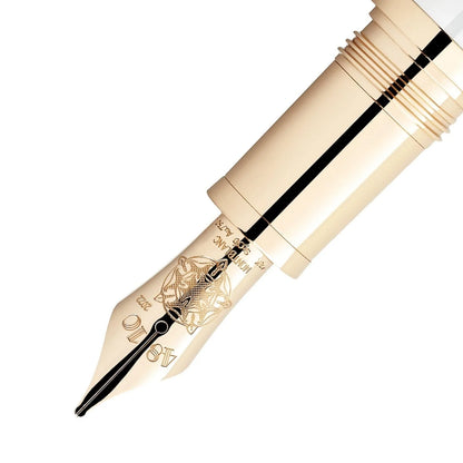 Montblanc patron stilografica cream color oro esclusivo con dettagli in oro e punta m regina vittoria edition
