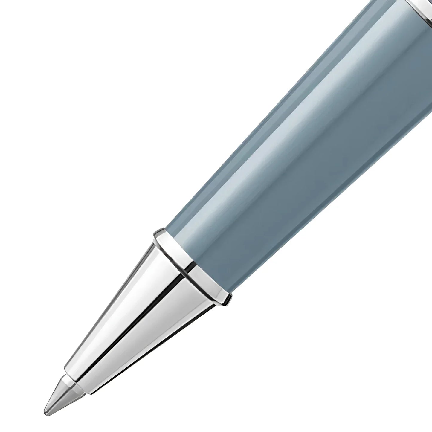 Penna rollerball montblanc meisterstück x olympic heritage chamonix 1924 doué classique grigio opaco con punta e clip in metallo argento lucidato