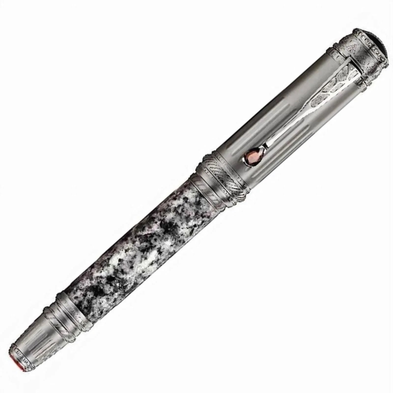 Montblanc stilografica patron of art scipione borghese penna stilografica argento con corpo marmorizzato e clip in oro rosa