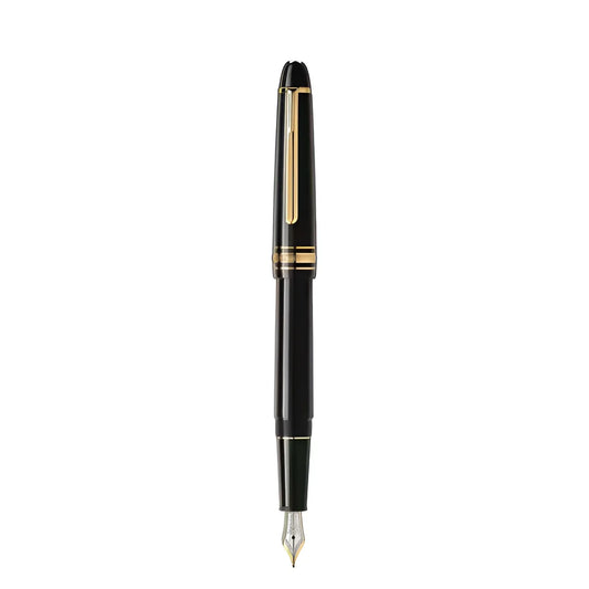Stilografica meisterstück gold-coated nera con finitura oro e pennino in argento modello 132464 classe e eleganza