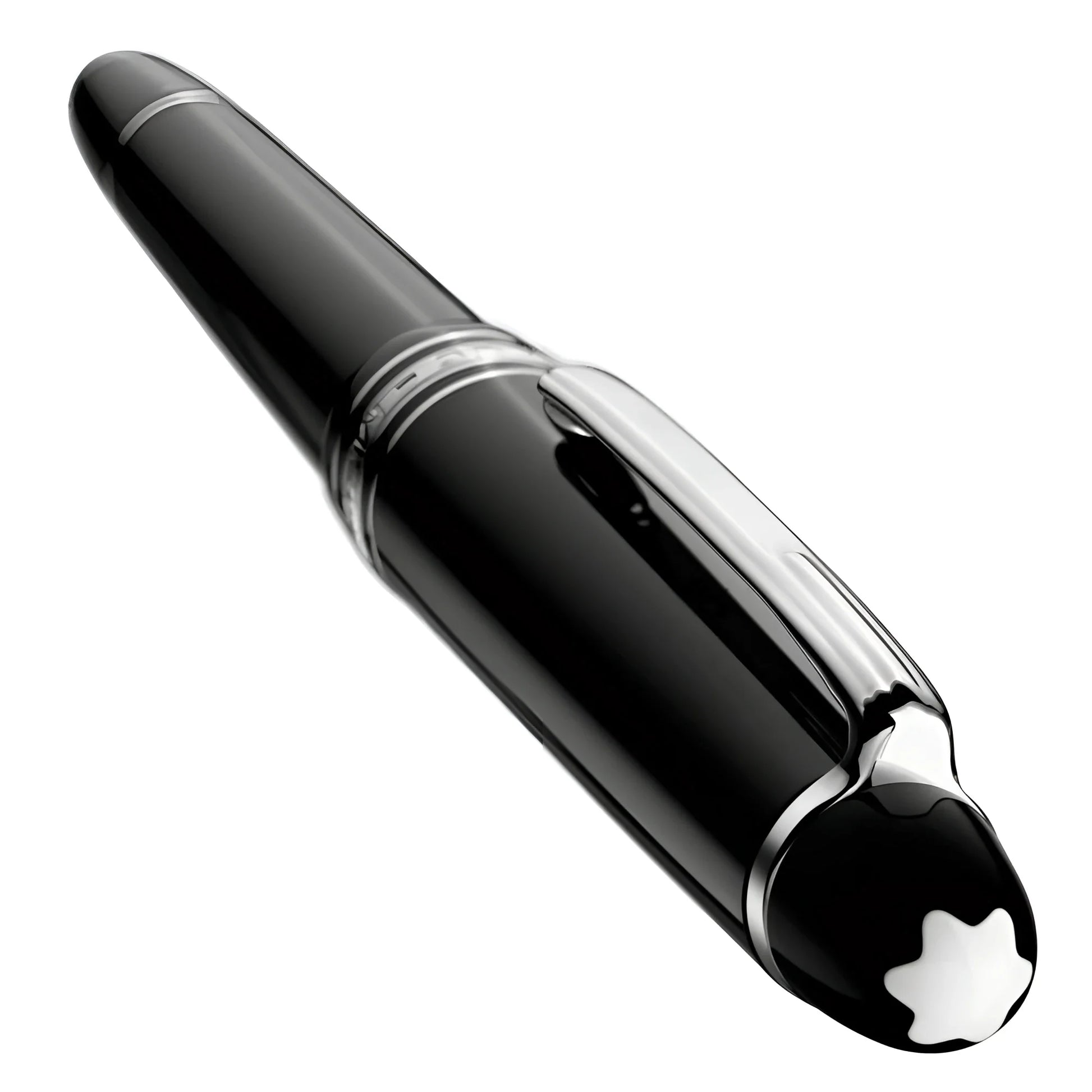 Montblanc stilografica meisterstück platinum legrand punta m in pregiata resina nera lucida con dettagli in argento
