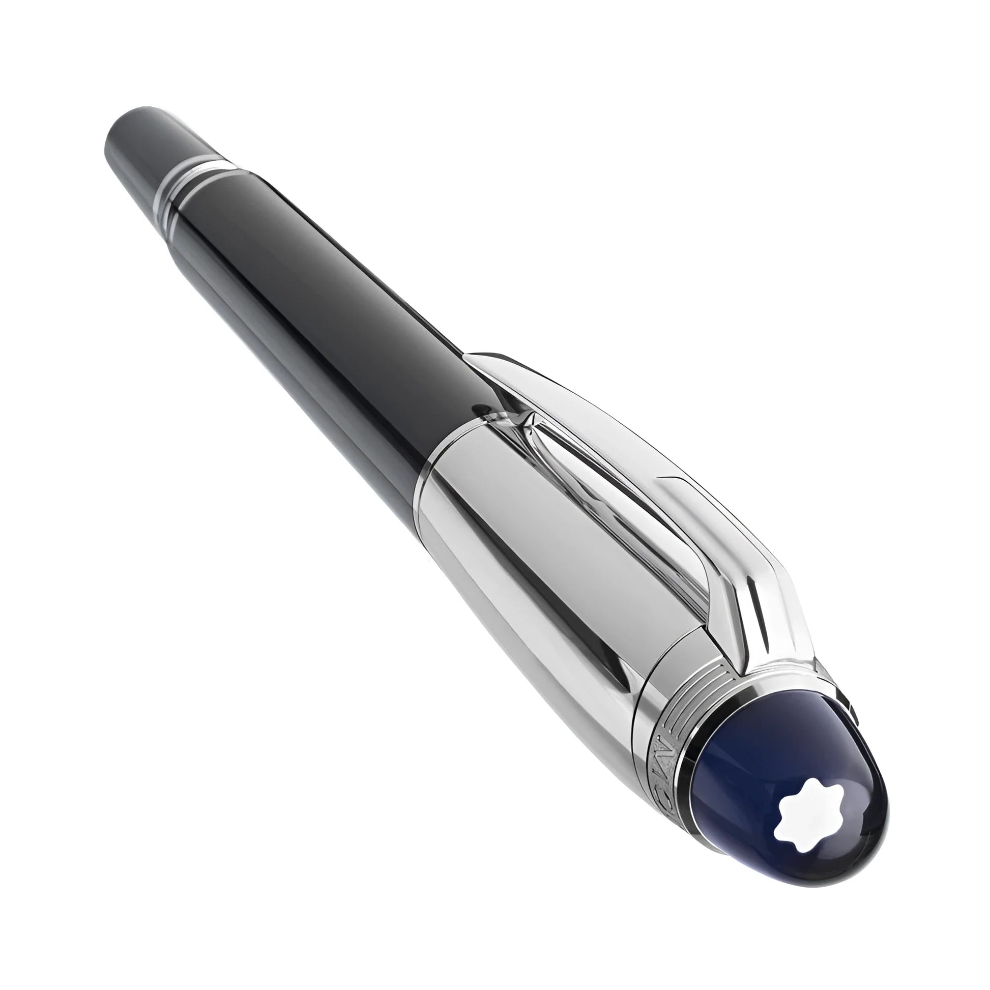 Montblanc fineliner starwalker doué acciaio resina 132510 con finitura platino clip e pregiata resina nera blu