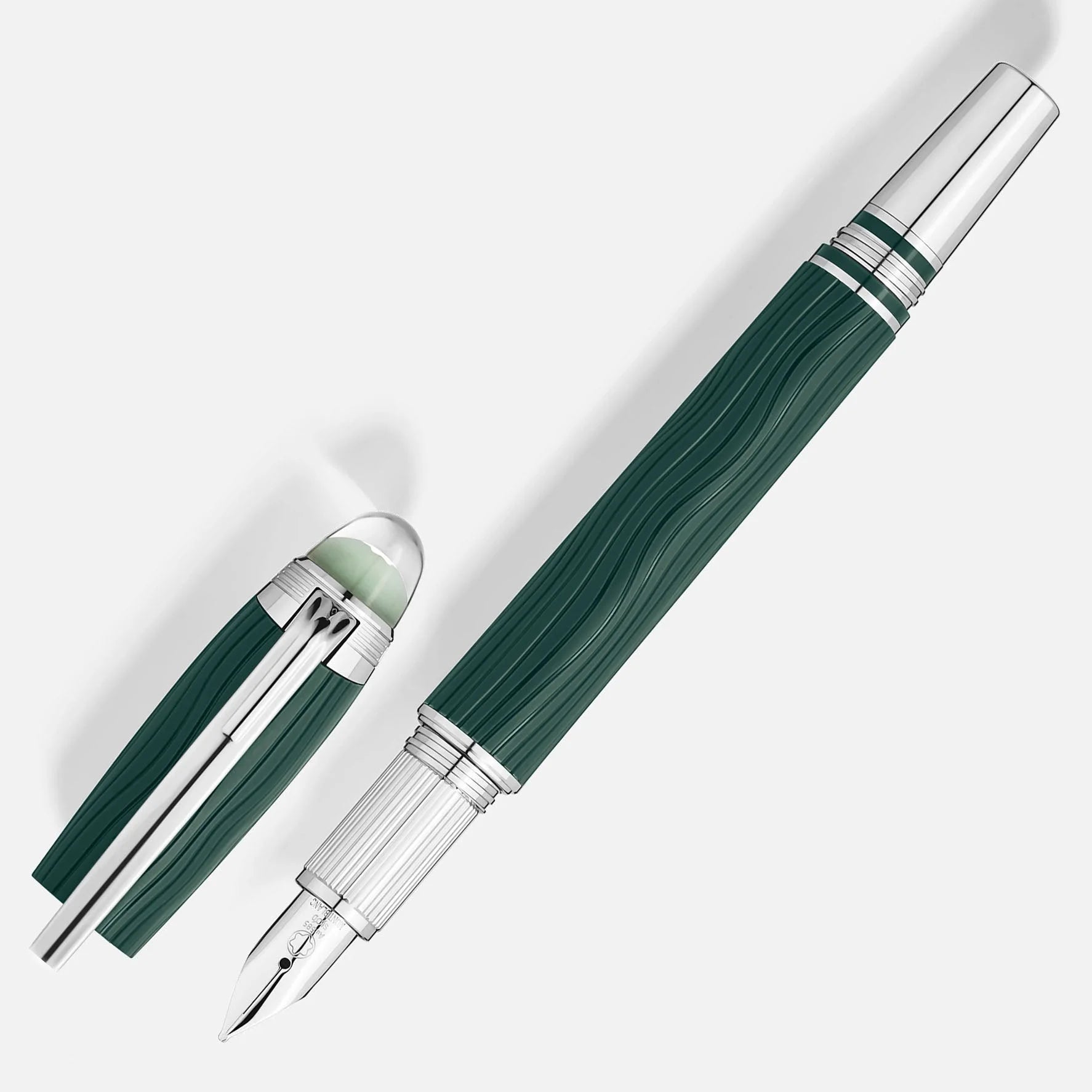 Montblanc stilografica starwalker polargreen verde con corpo ondulato e dettagli metallici argentati collezione dell’aurora boreale