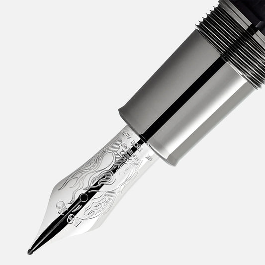 Bocchetta in argento placcato con design inciso penna stilografica montblanc writers edition homage to brothers edizione limitata