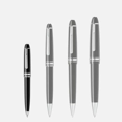 Set di quattro penne montblanc meisterstück penna a sfera in pregiata resina nera e grigia con dettagli in argento