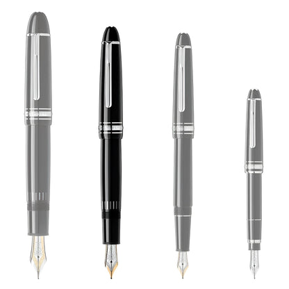 Montblanc stilografica meisterstück platinum legrand punta m 132443 con pregiata resina nera e pennini in oro