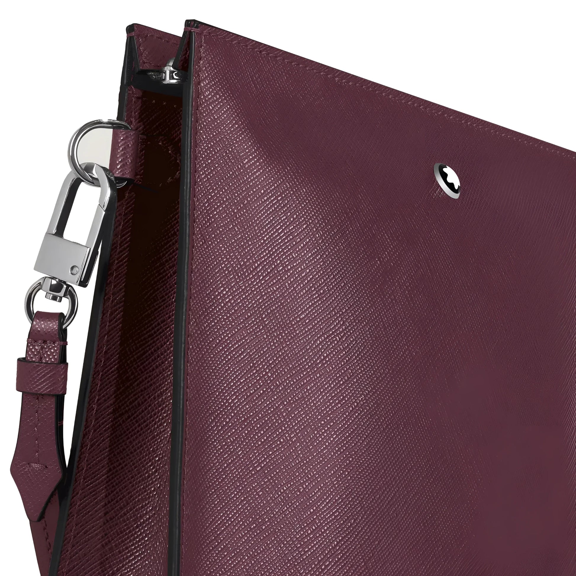 Montblanc pochette sartorial cassis 199366 in pelle bordeaux con chiusura metallica argento raffinata pochette sartoriale oggetti essenziali quotidiani