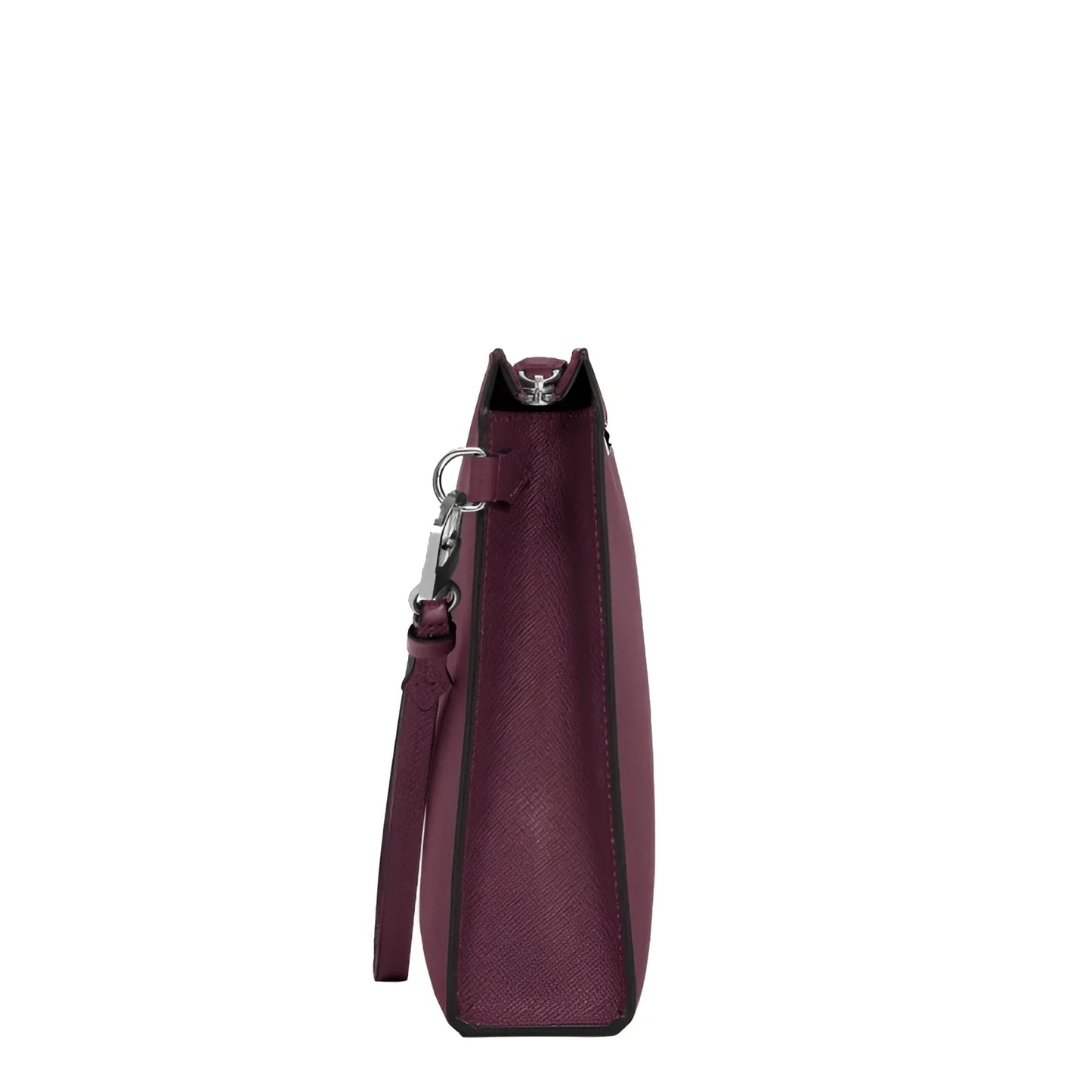Montblanc pochette sartorial cassis 199366 in pelle bordeaux con motivo delicato e dettagli in metallo argento, oggetti essenziali quotidiani
