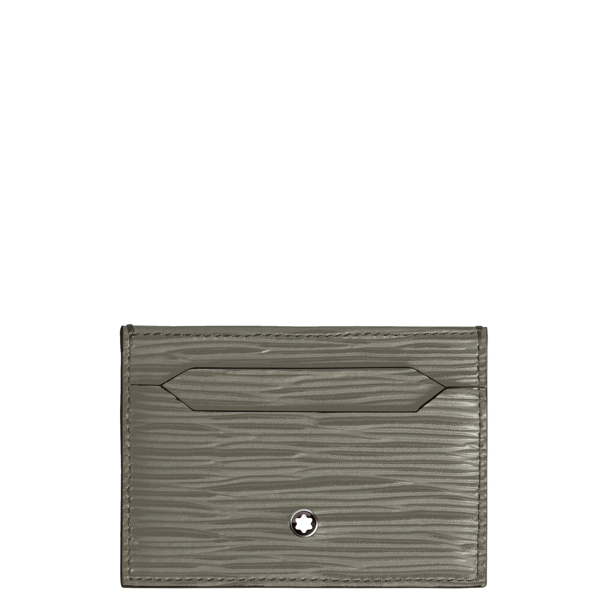 Montblanc porta carte in pelle verde oliva con stampa a rilievo e stella argento per uso elegante e alta qualità