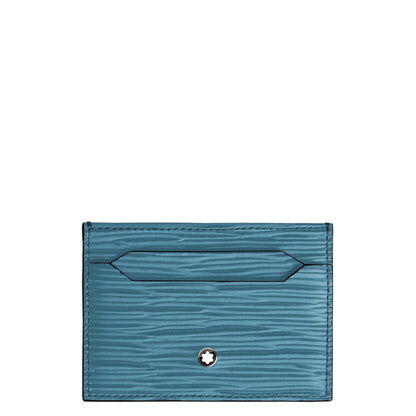 Montblanc porta carte blu fumé in pelle blu smeraldo con stella argento per cinque scomparti
