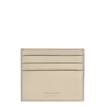 Beige leather porta carte meisterstück with four horizontal slots and matching stitching in beige nuvolato finish