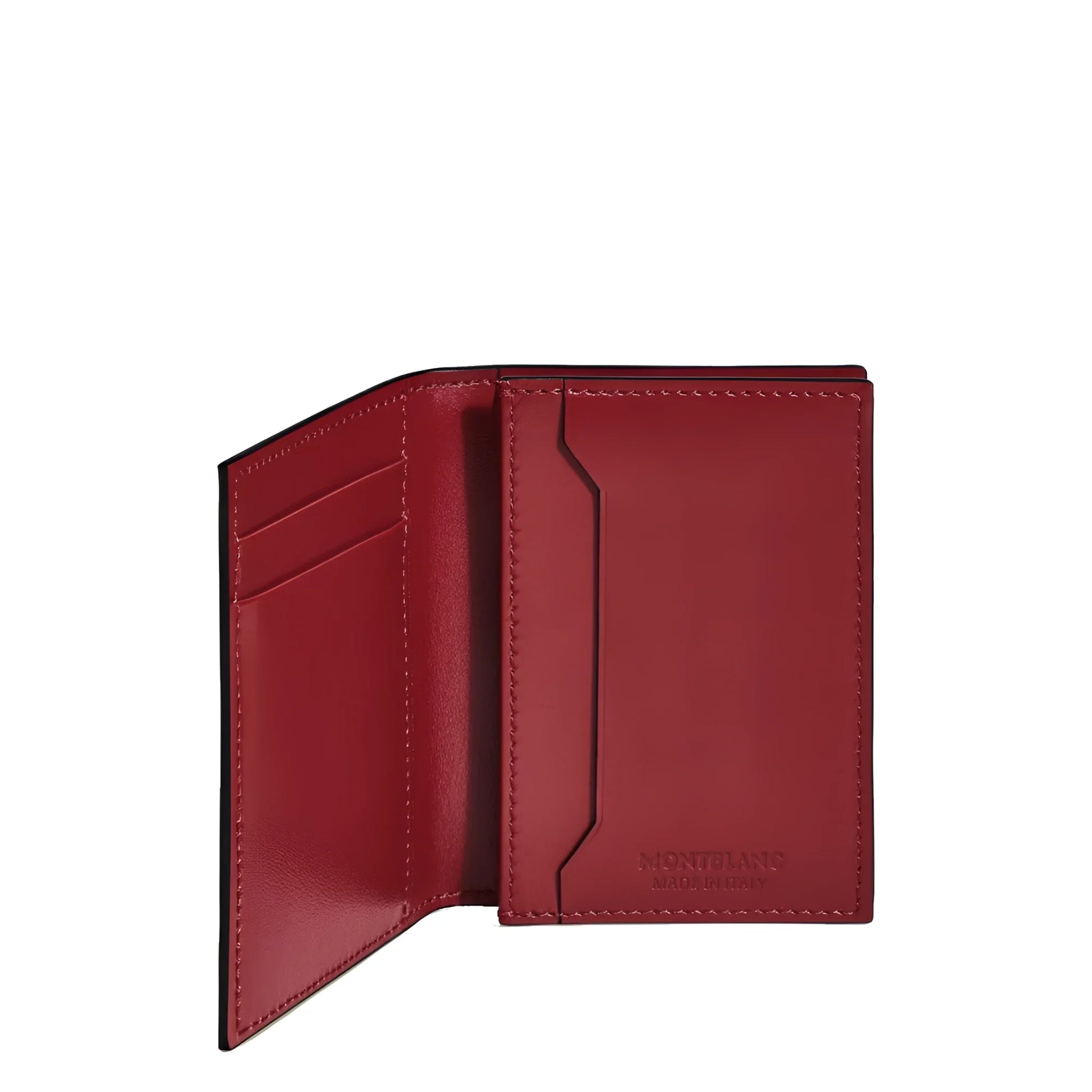 Montblanc porta carte meisterstück in pelle ruggine scuro con cuciture precise e design minimalista